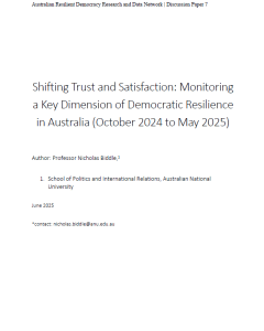 Shifting Trust and Satisfaction: Monitoring a Key Dimension of Democratic Resilience in Australia