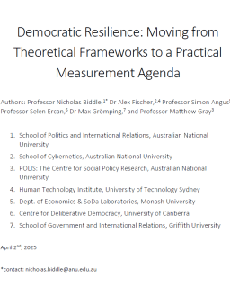 Democratic Resilience: Moving from Theoretical Frameworks to a Practical Measurement Agenda
