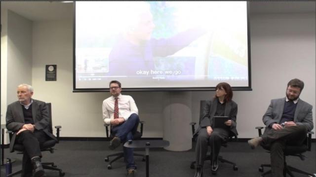 Image of the panelists from left  Prof Ian McAllister, Dr Charlie Miller, Prof Helen Sullivan,and Dr Patrick Leslie