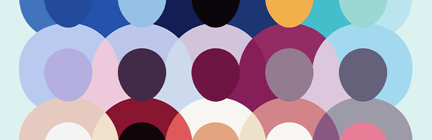 Diverse crowd of people, abstract pattern.